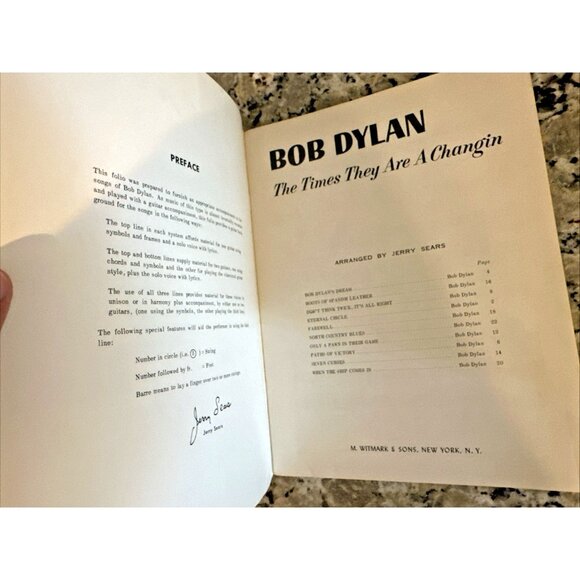 Sheet Music BOB DYLAN The Times They Are A Changin 1963 Lyrics Original Songbook - Picture 3 of 5